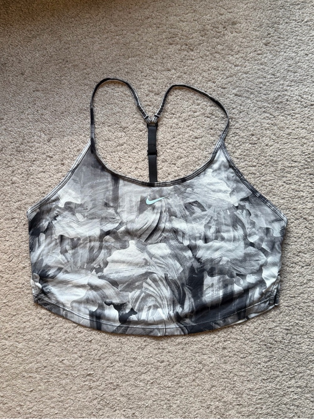 Nike Gray & Black Patterned Racerback Sports Bra Tank